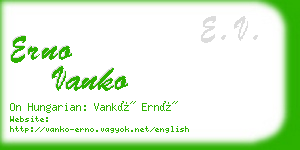 erno vanko business card